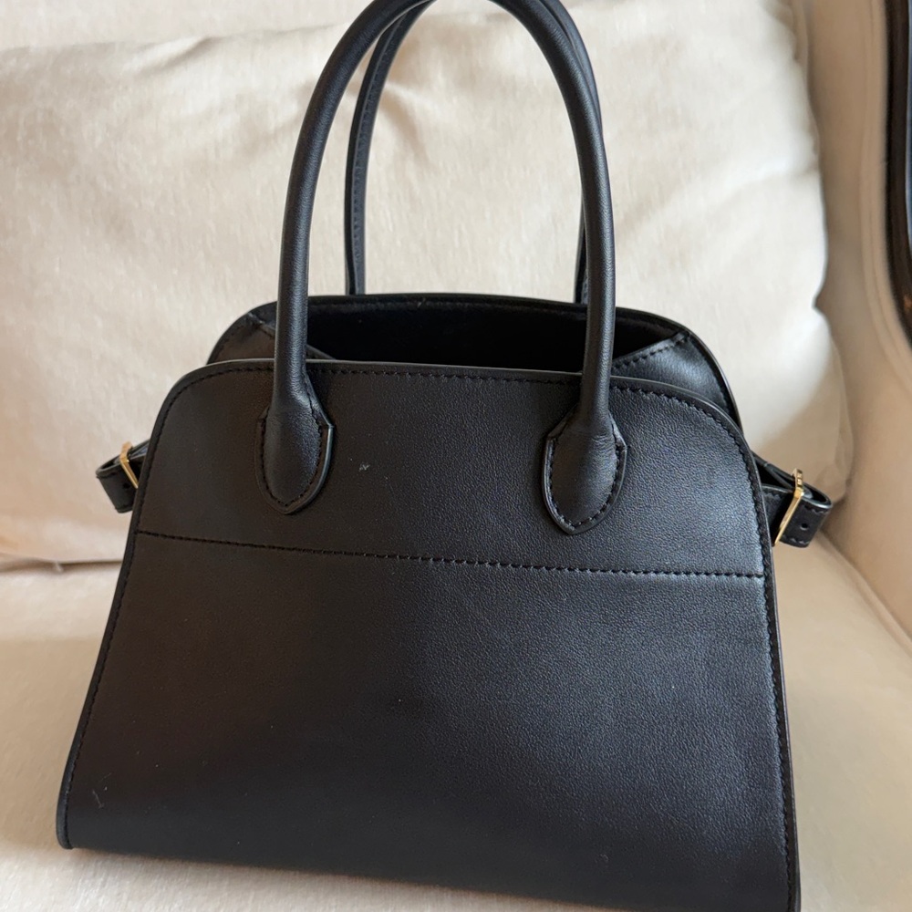 The Row Margaux 10 Black Leather Top Handle Bag | Made in Italy | Authentic